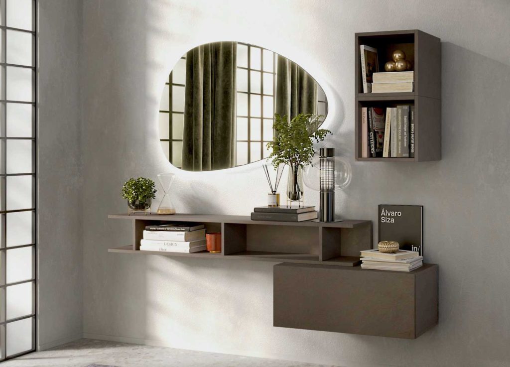 Meubles d'entrée avec miroir étagère et rangement