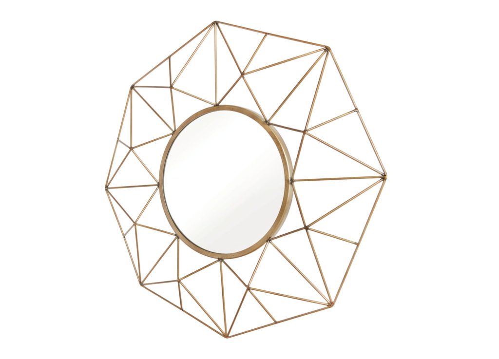 Miroir mural 80 cm filigrane couleur laiton