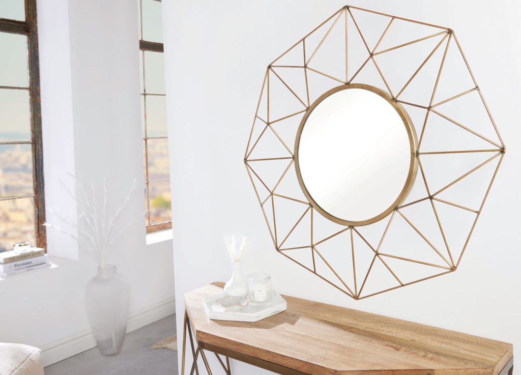 Miroir mural 90 cm filigrane couleur laiton
