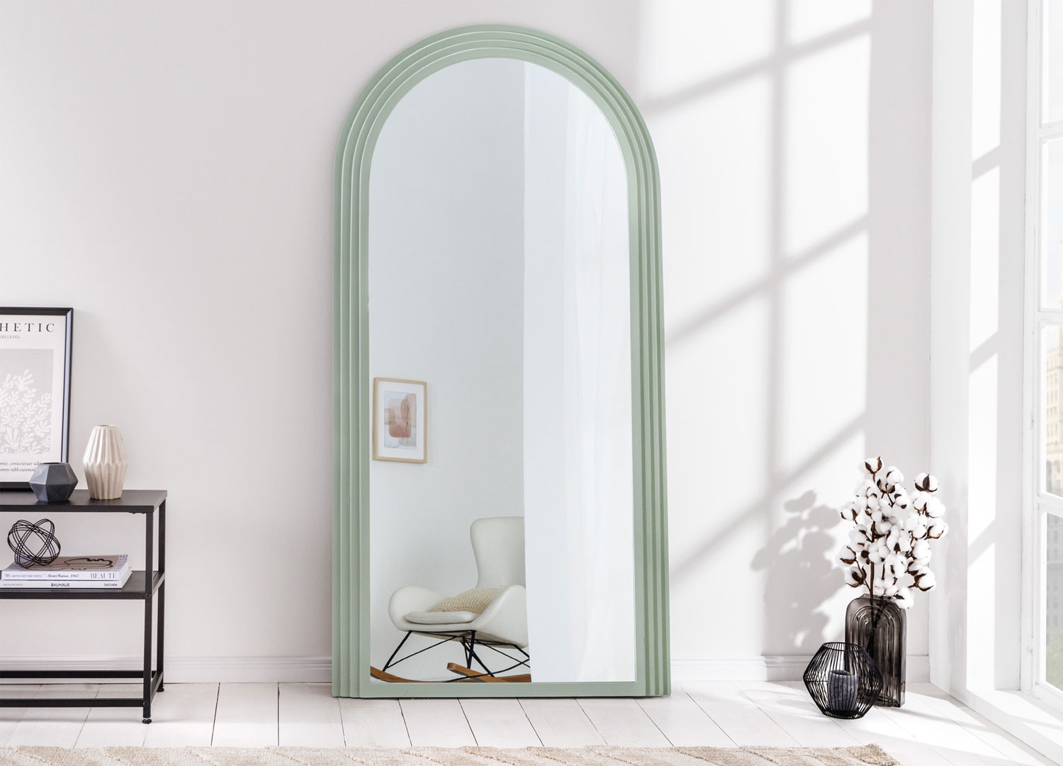 Miroir mural art déco vert sauge 160 cm
