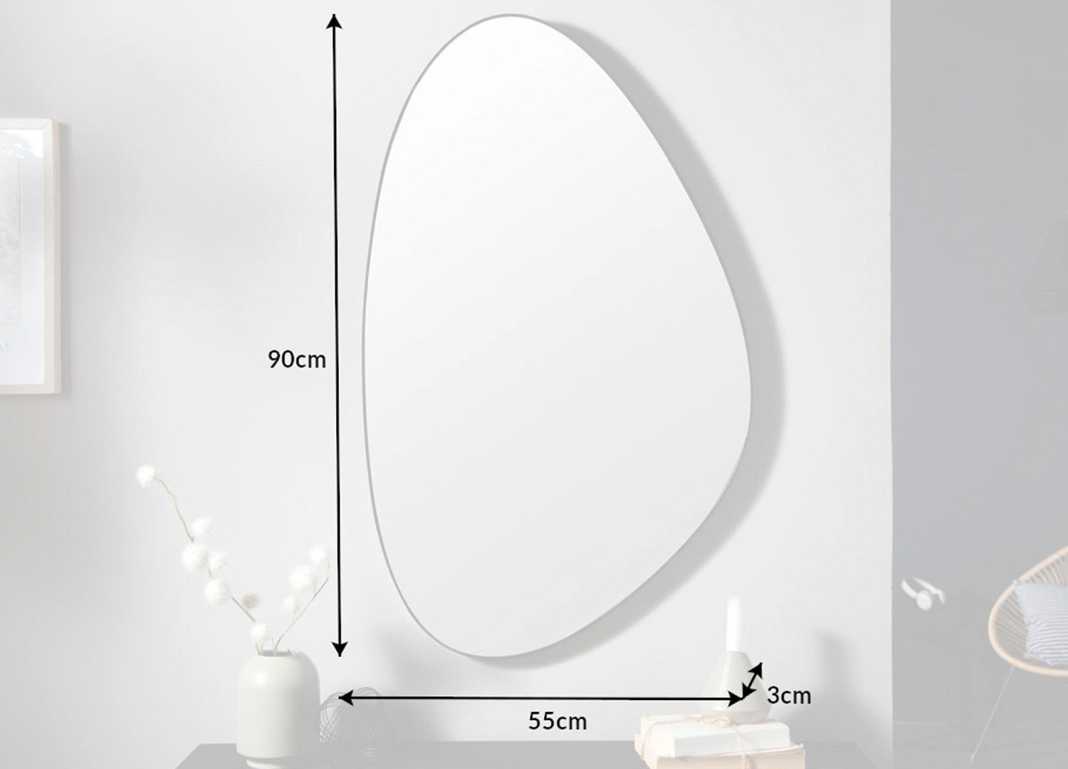 Miroir mural asymétrique 90 cm