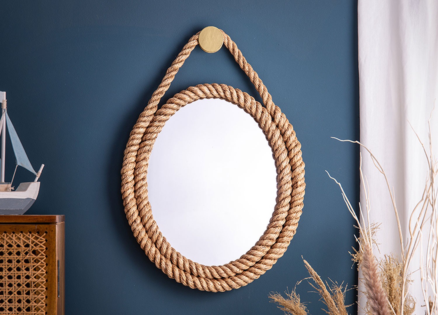 Miroir mural corde style marin 60 cm