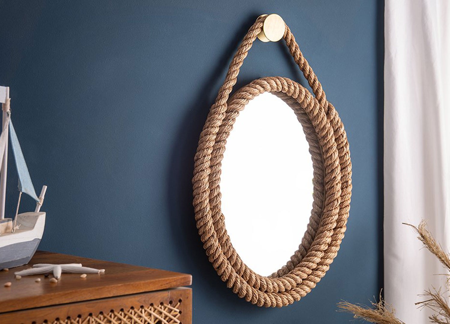 Miroir mural corde style marin 60 cm