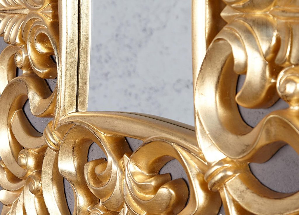 Miroir mural décoratif carré or antique de style baroque 75 cm