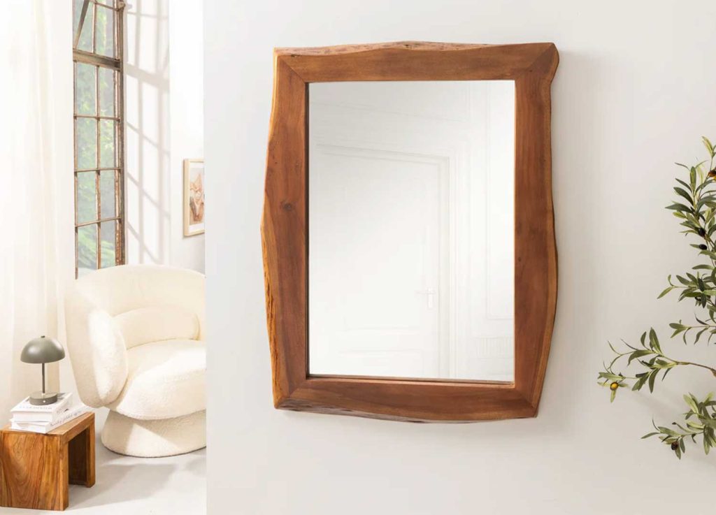 Miroir mural rectangulaire 102 cm en acacia Laura
