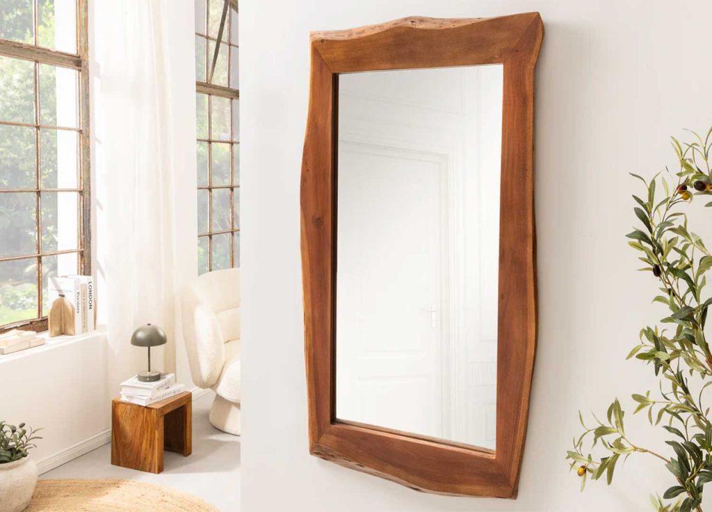 Miroir mural rectangulaire en bois d'acacia Laura