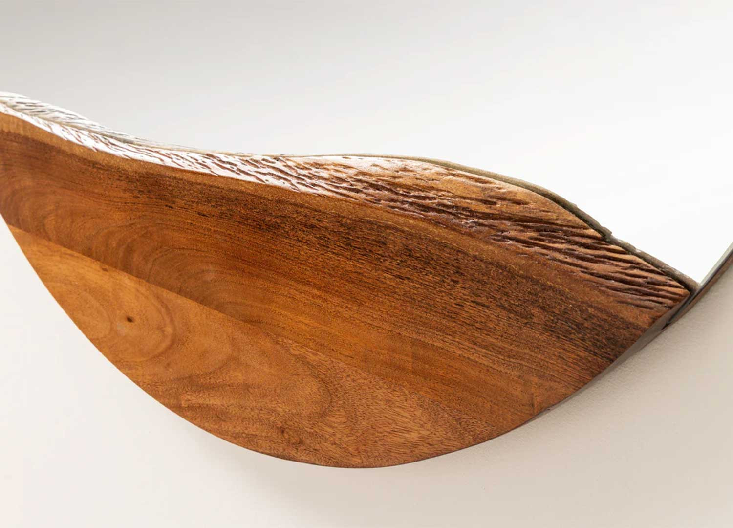 Miroir mural rond en bois d'acacia Laura