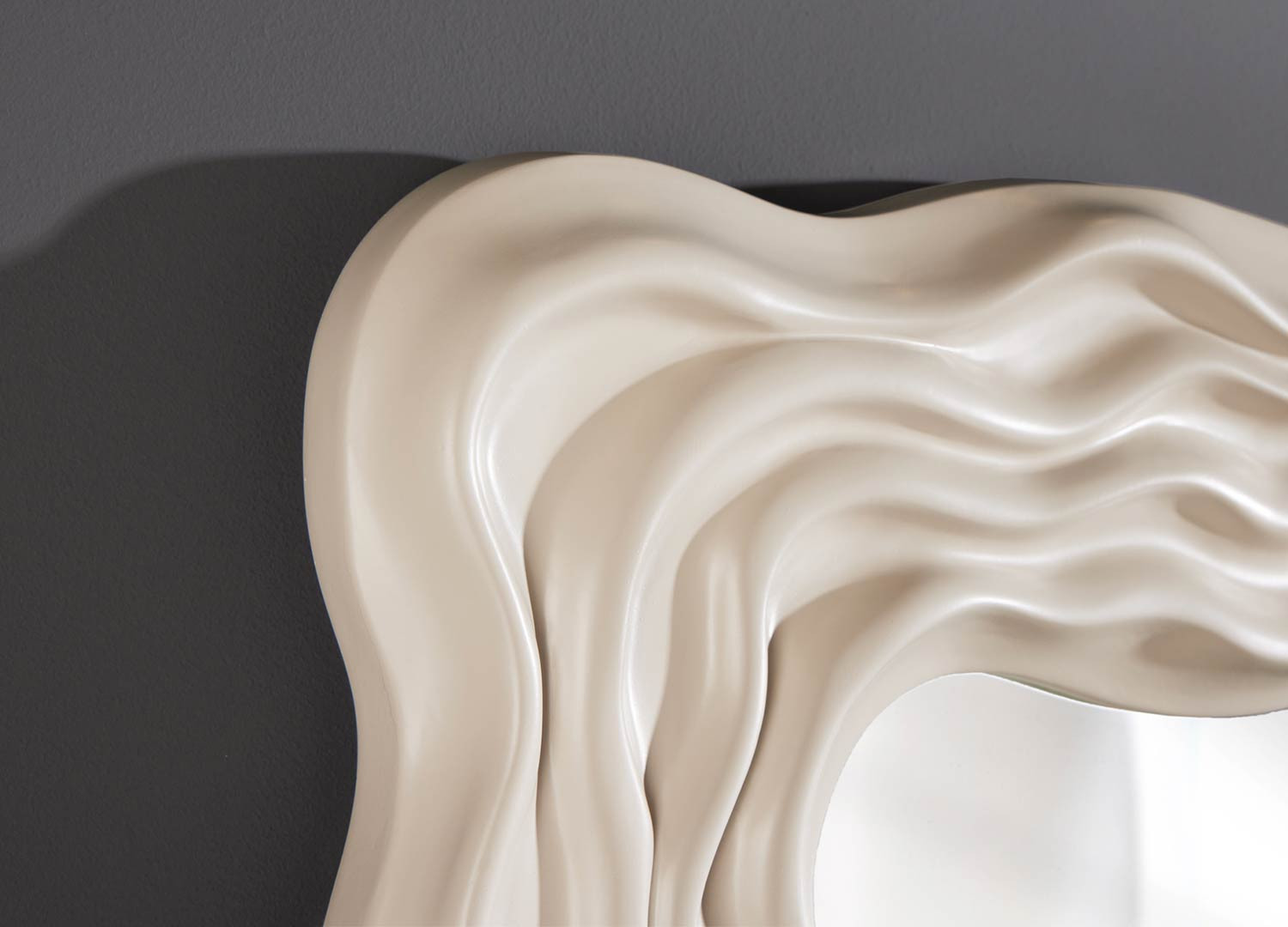 Miroir mural vague carré grège 90 cm