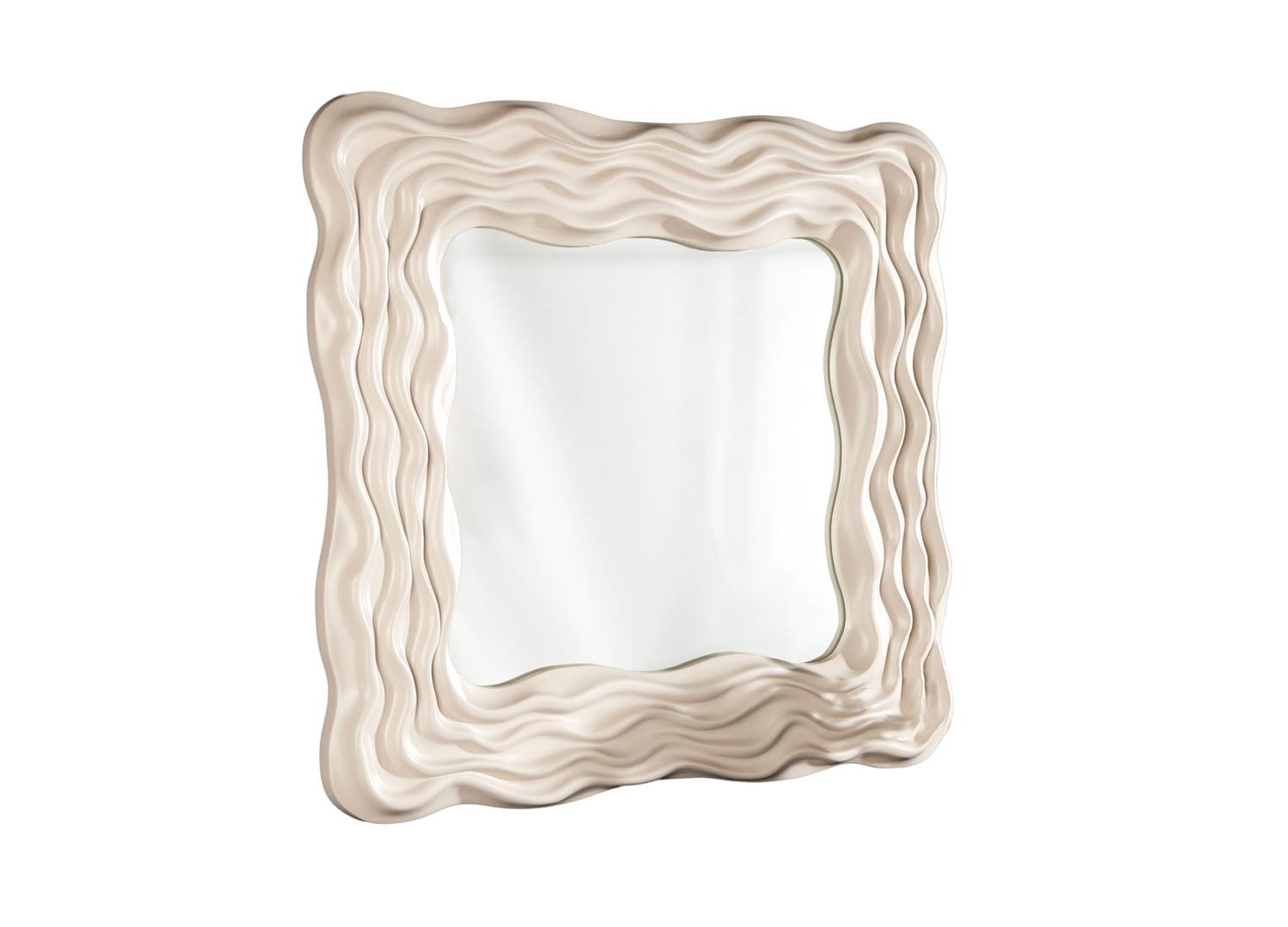 Miroir mural vague carré grège 90 cm