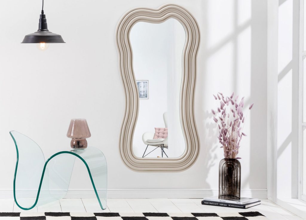 Miroir mural vague grège 100 cm