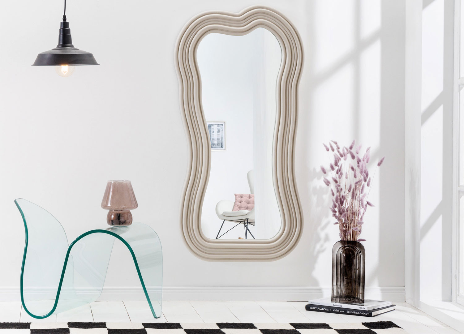 Miroir mural vague grège 100 cm