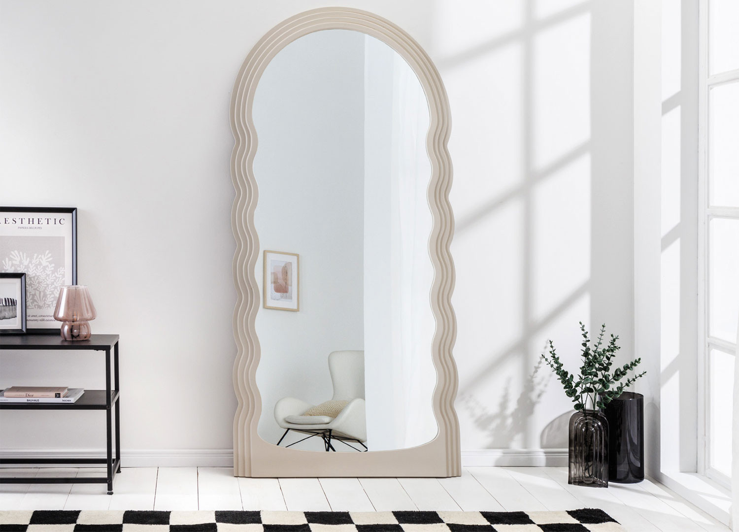 Miroir mural vague grège 160 cm