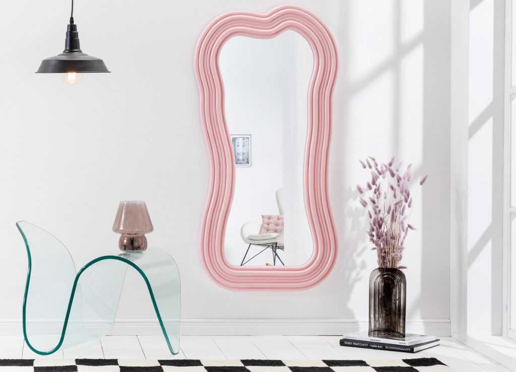 Miroir mural vague rose 100 cm