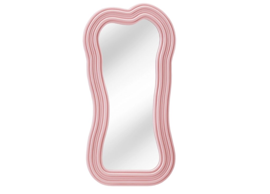 Miroir mural vague rose 100 cm