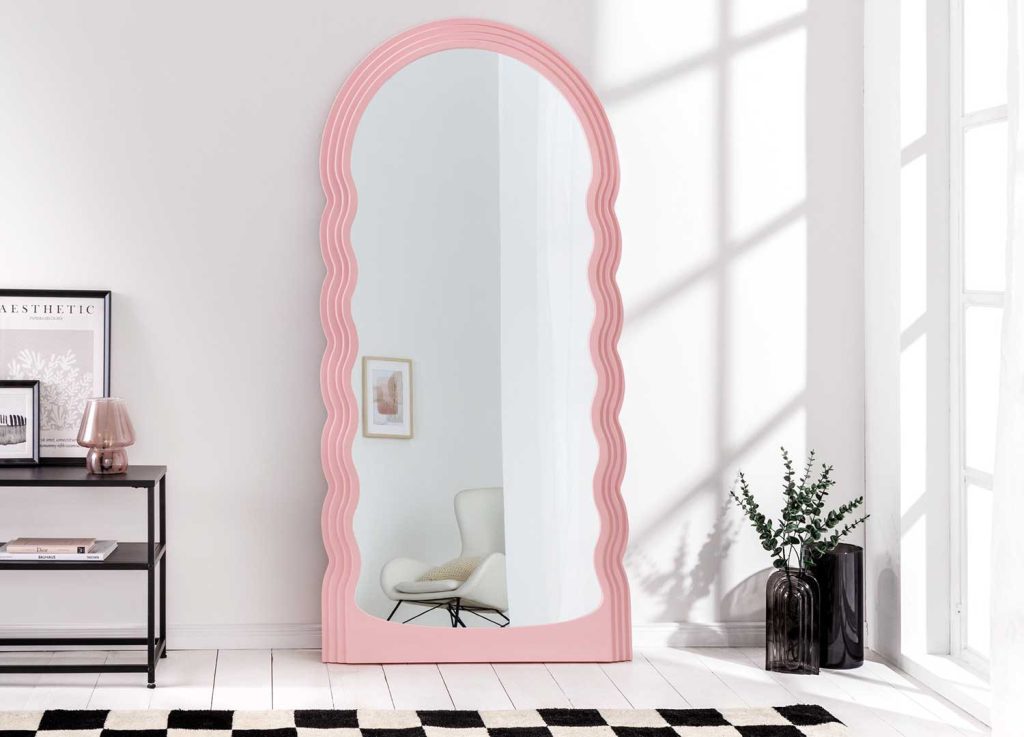 Miroir mural vague rose 160 cm
