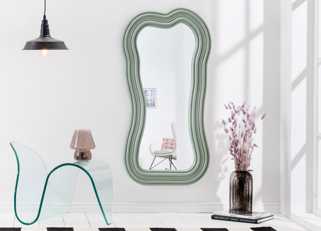 Miroir mural vague vert sauge 100 cm