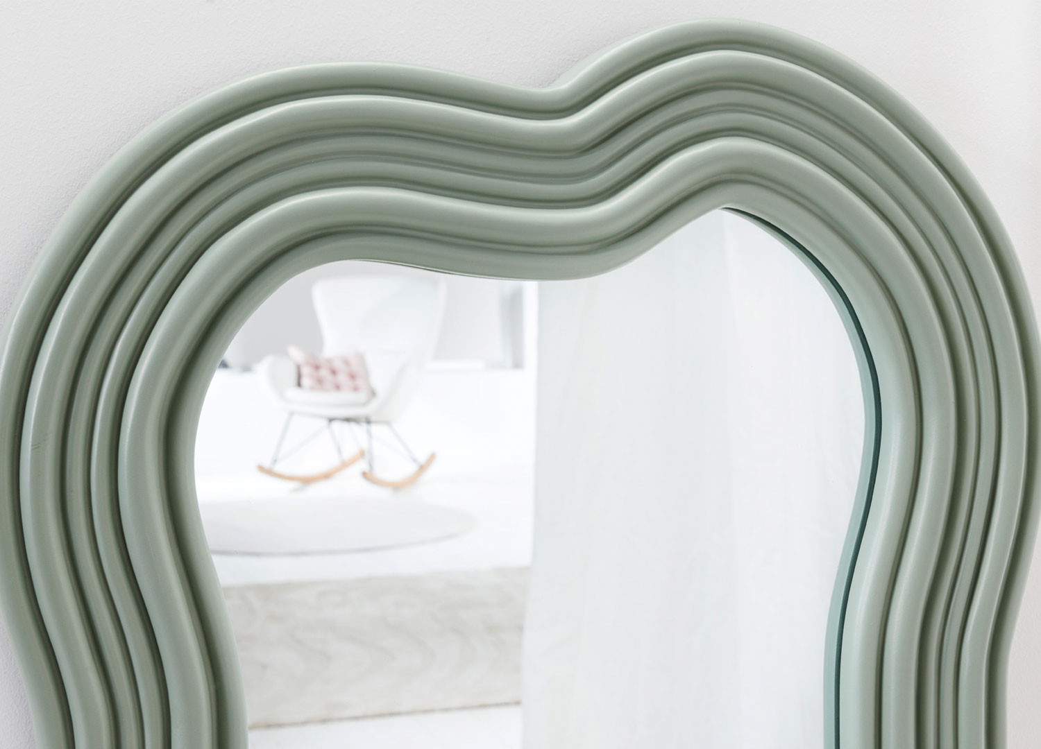 Miroir mural vague vert sauge 100 cm