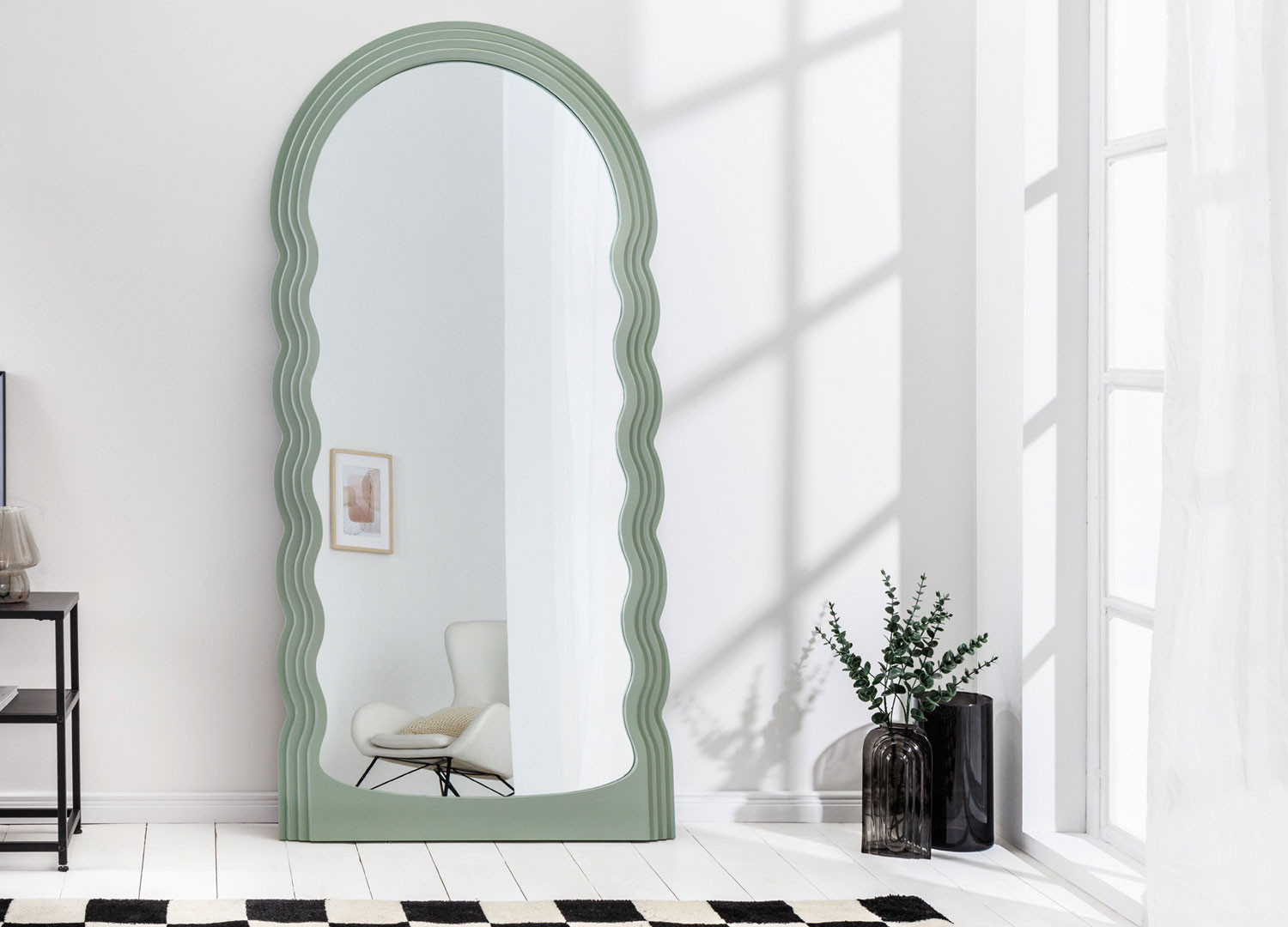 Miroir mural vague vert sauge 160 cm