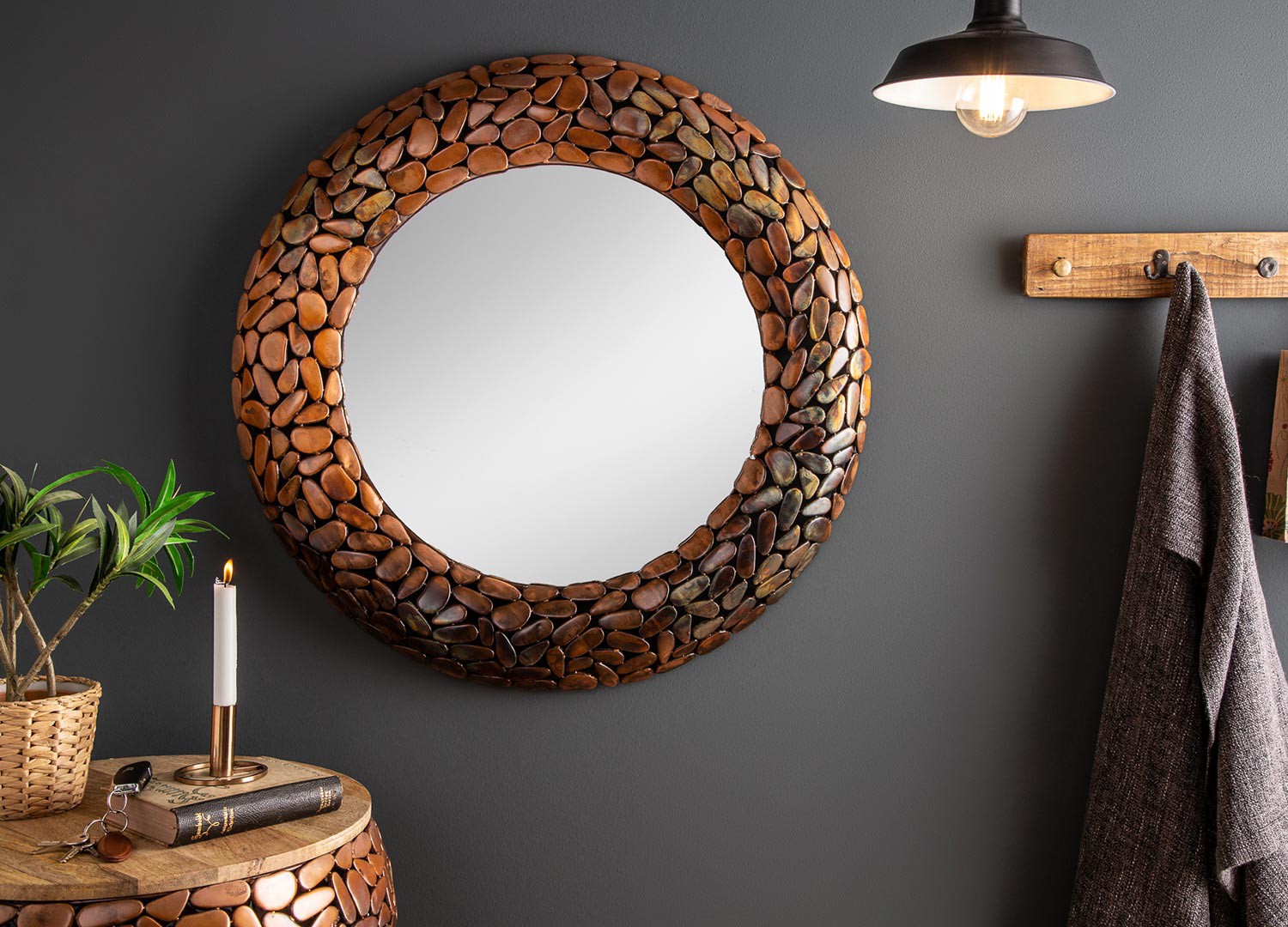 Miroir rond effet mosaïque 82 cm