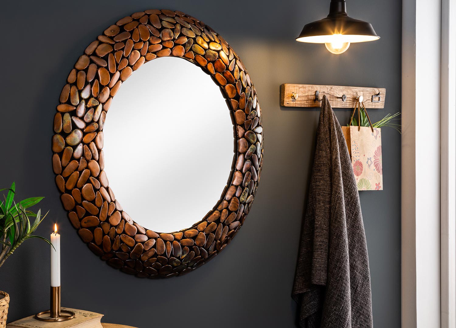 Miroir rond effet mosaïque 82 cm