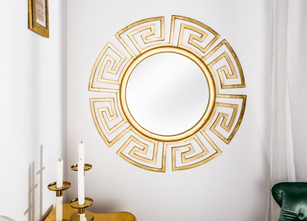 Miroir rond doré design glamour 85 cm