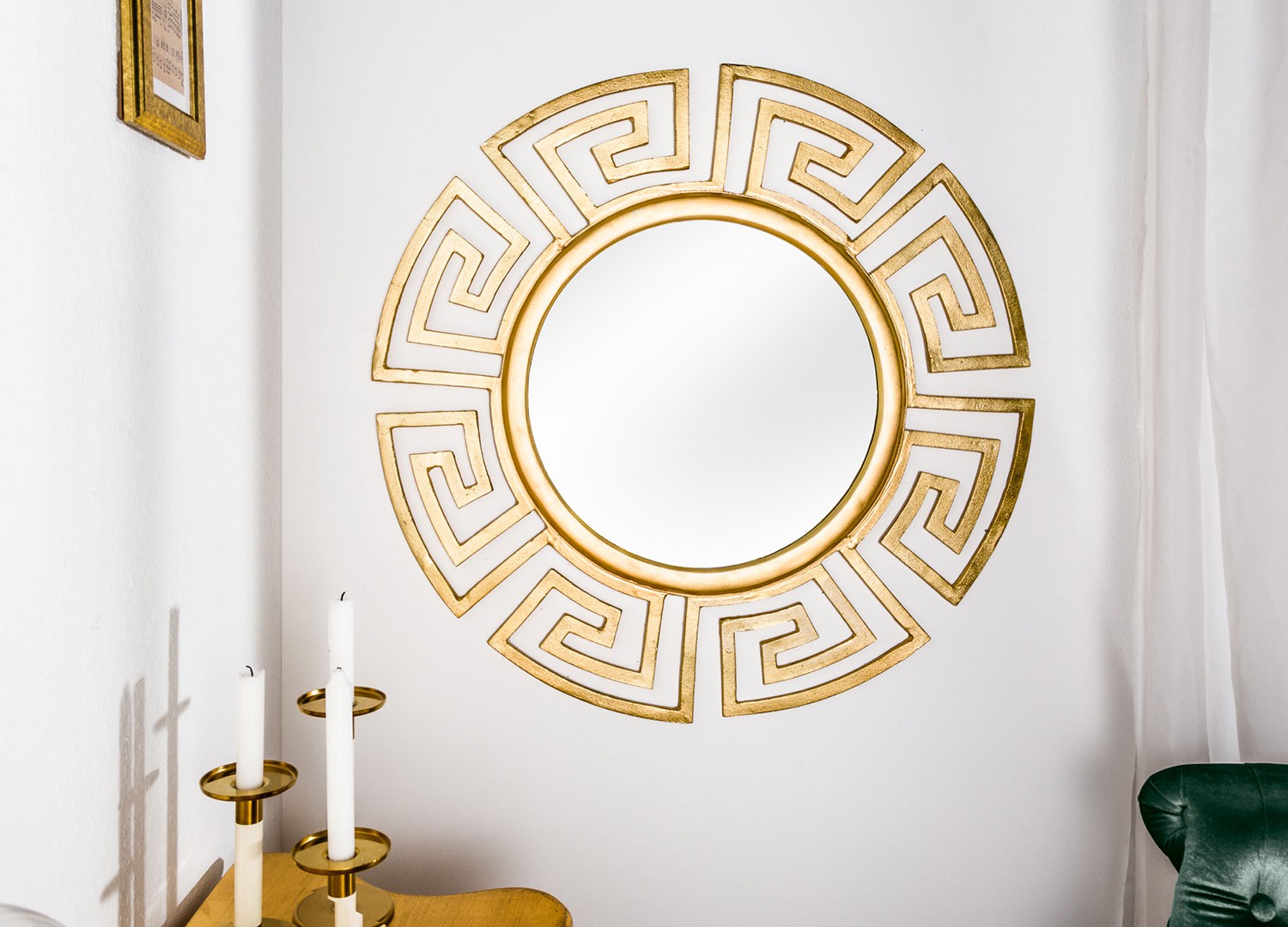 Miroir rond doré design glamour 85 cm