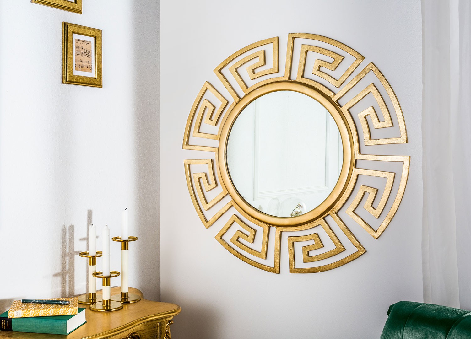Miroir rond doré design glamour 85 cm