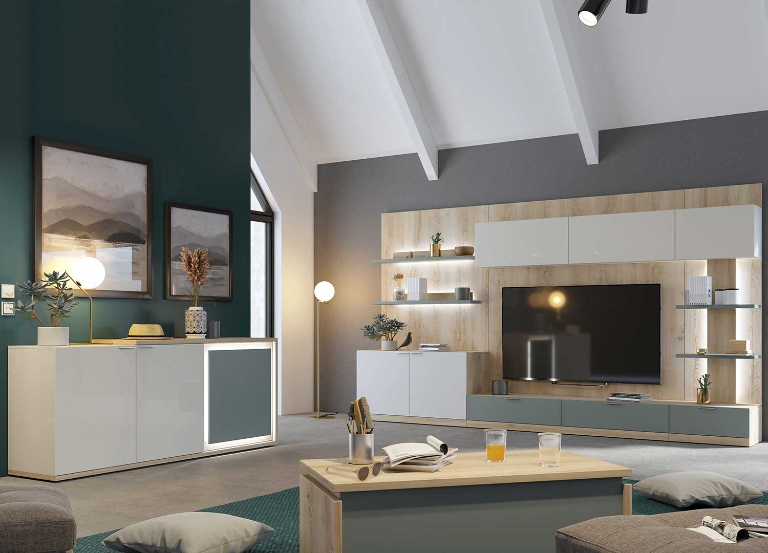 Mur TV moderne 180 cm Elska