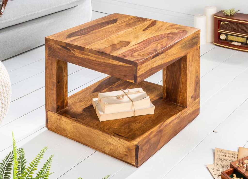 Petite table basse carrée en sesham 45 cm Sevian