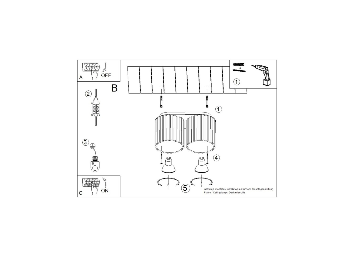 Plafonnier AURA 2 beige GU10 – vue complémentaire 8