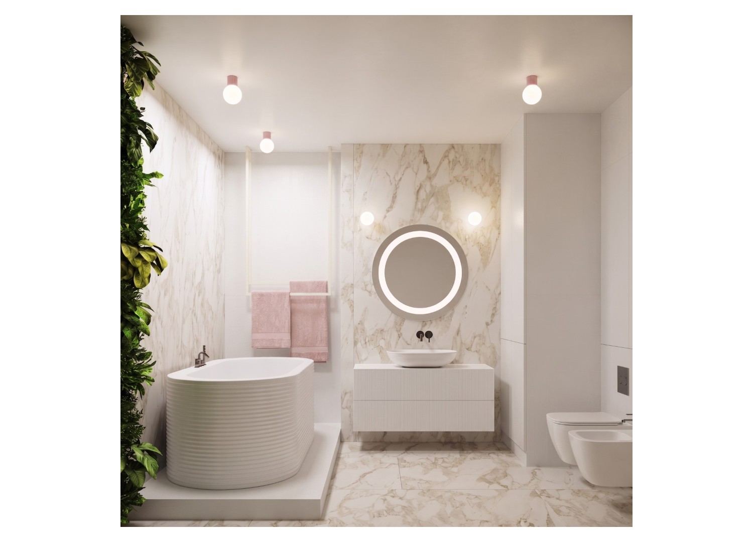 Plafonnier HALO rose IP44 – dimensions