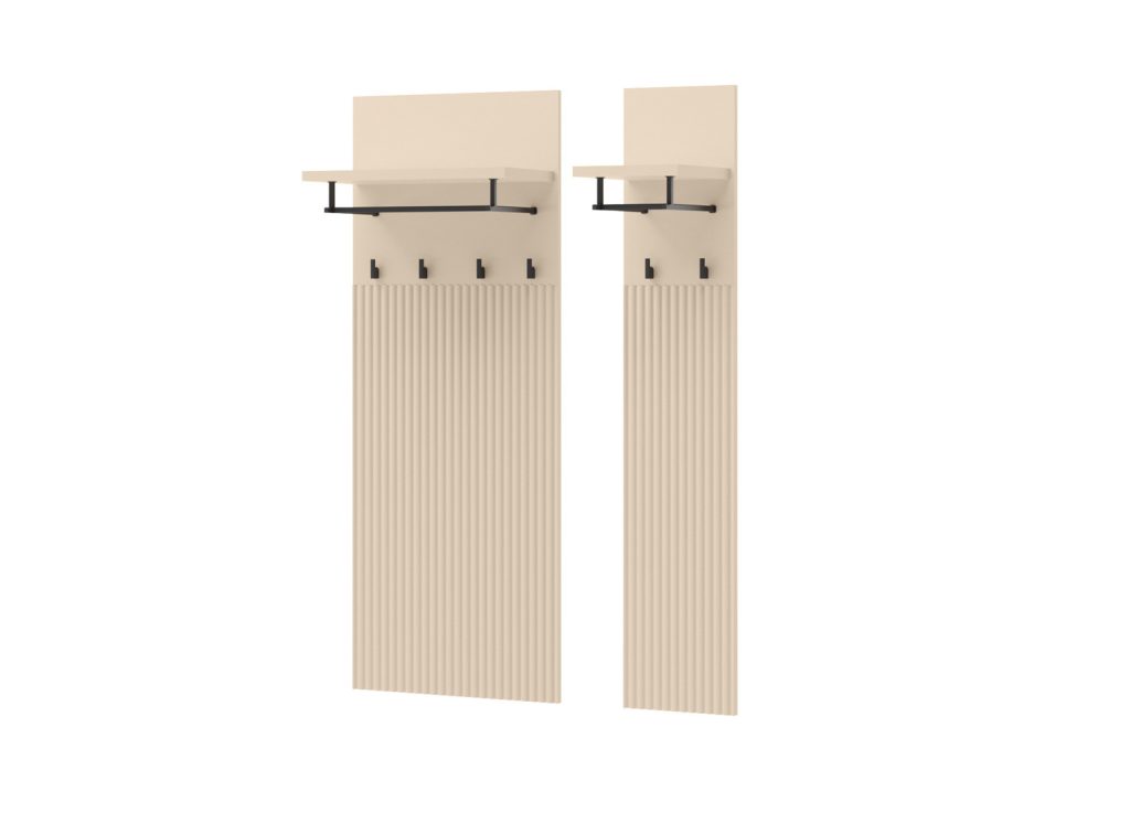 Porte-manteaux mural entrée beige et métal noir Trend