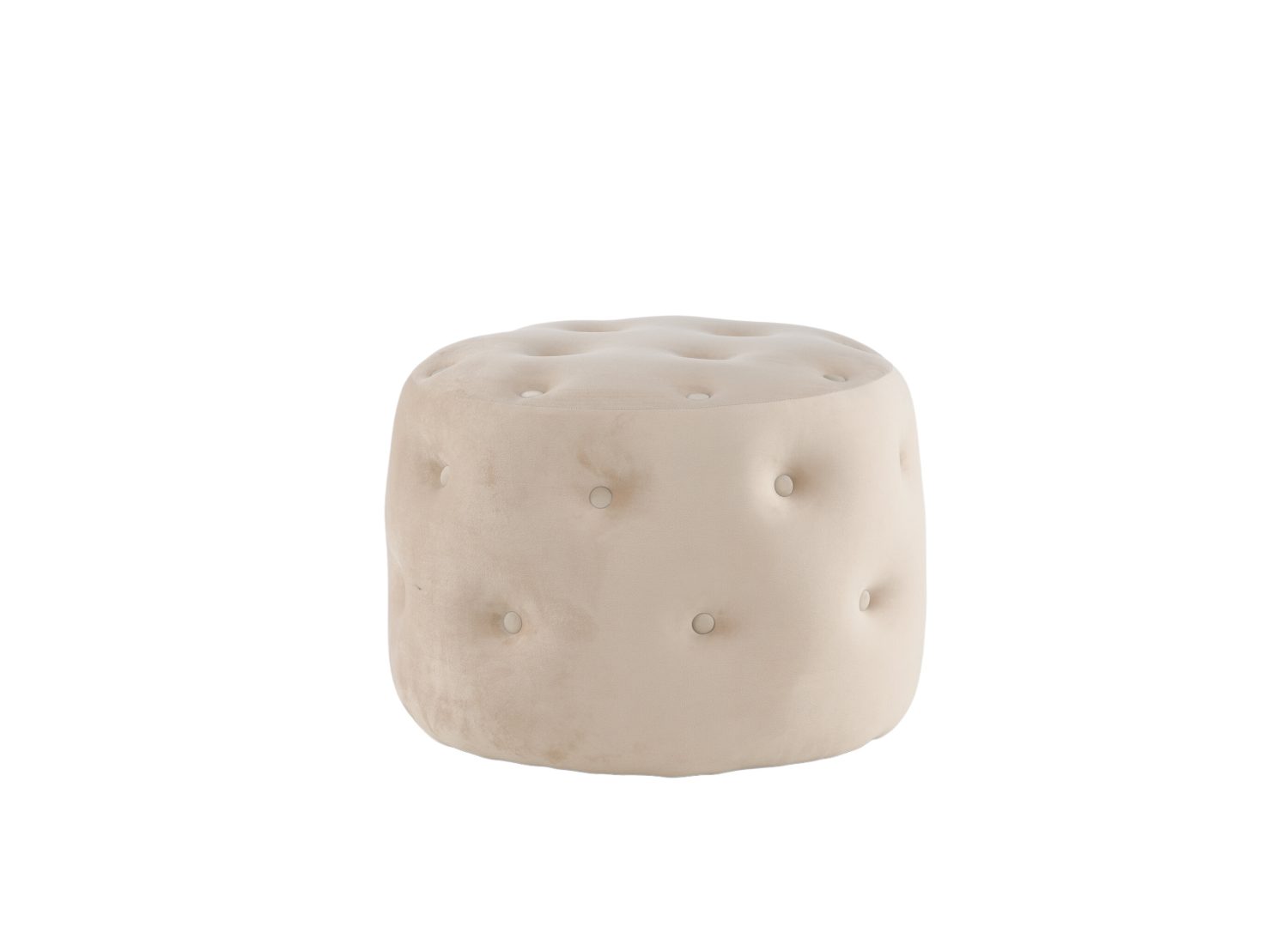 Pouf Benjamin velours en polyester blanc Ø 55 cm vu sous un autre angle