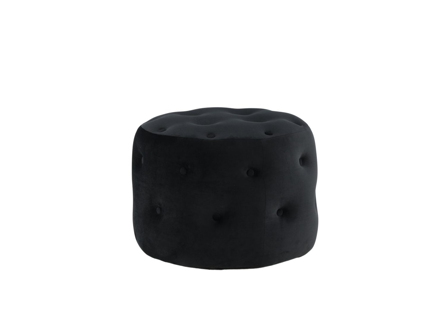Pouf Benjamin velours en polyester noir Ø 55 cm vu sous un autre angle