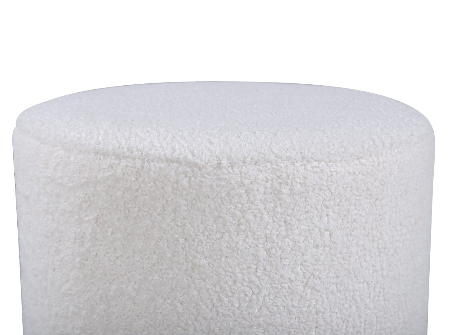 Pouf Benji tissu bouclette en polyester blanc Ø 35 cm vu sous un autre angle