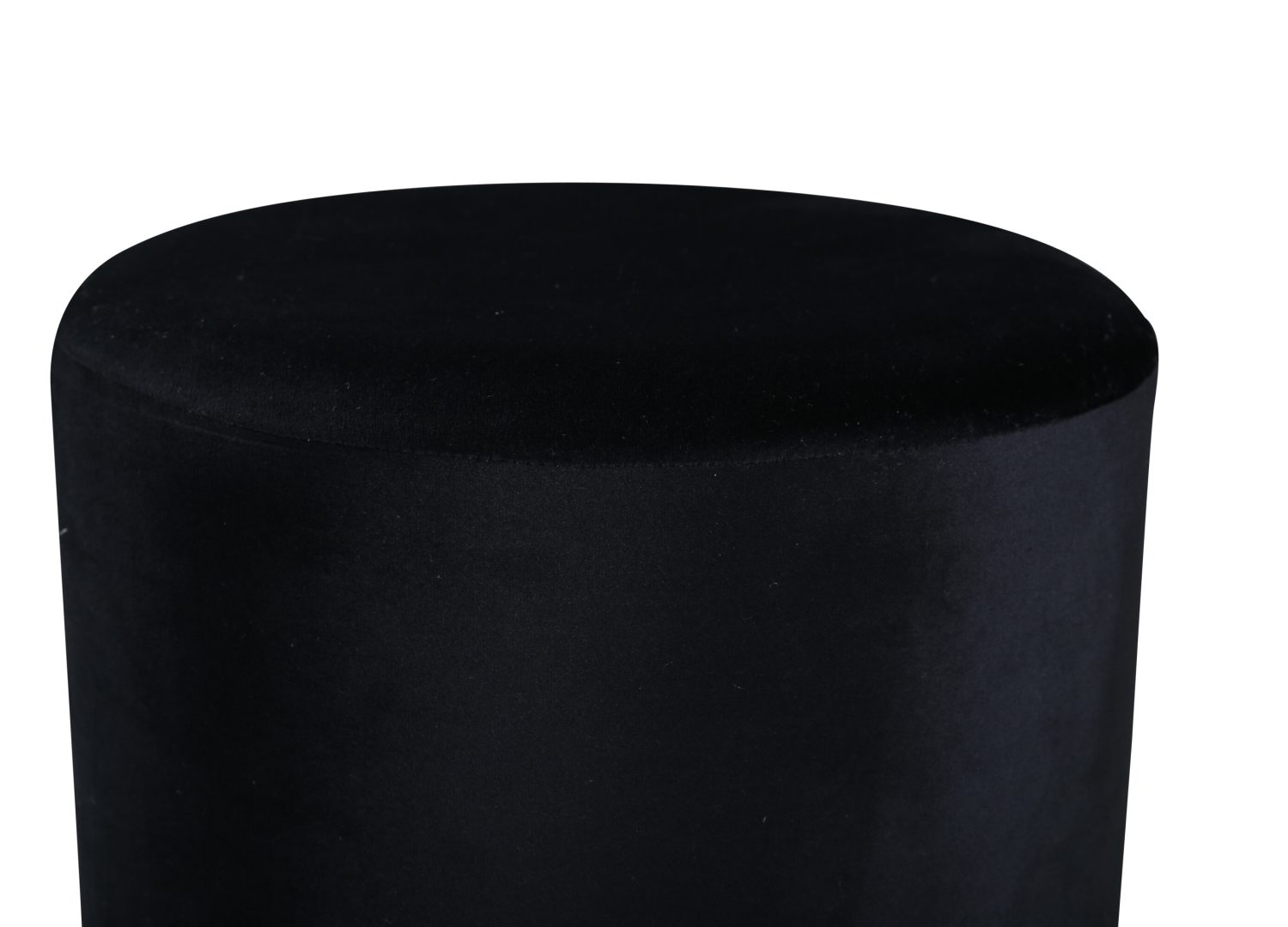 Pouf Benji velours en polyester noir Ø 35 cm vu sous un autre angle