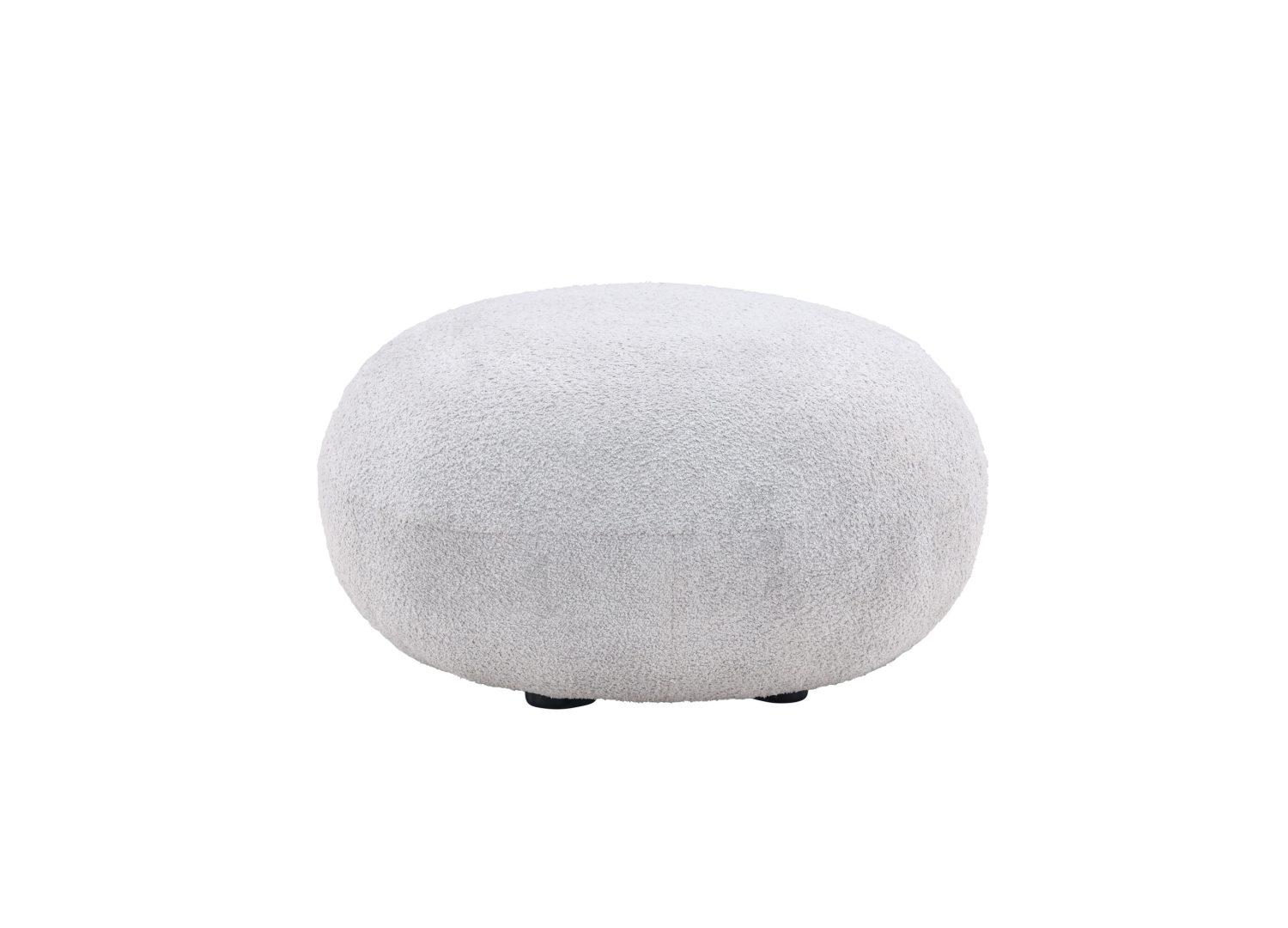 Pouf Bologna tissu bouclette en polyester gris clair 74 cm vu sous un autre angle