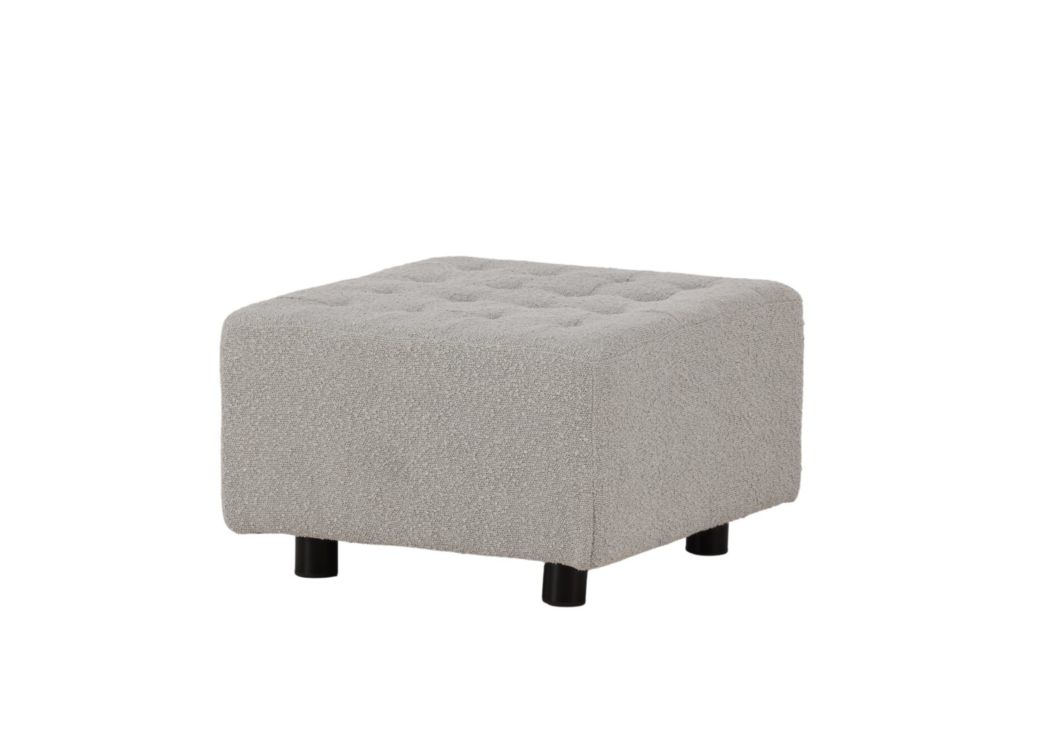 Pouf Bowie tissu bouclette en polyester gris clair 51 cm vu sous un autre angle