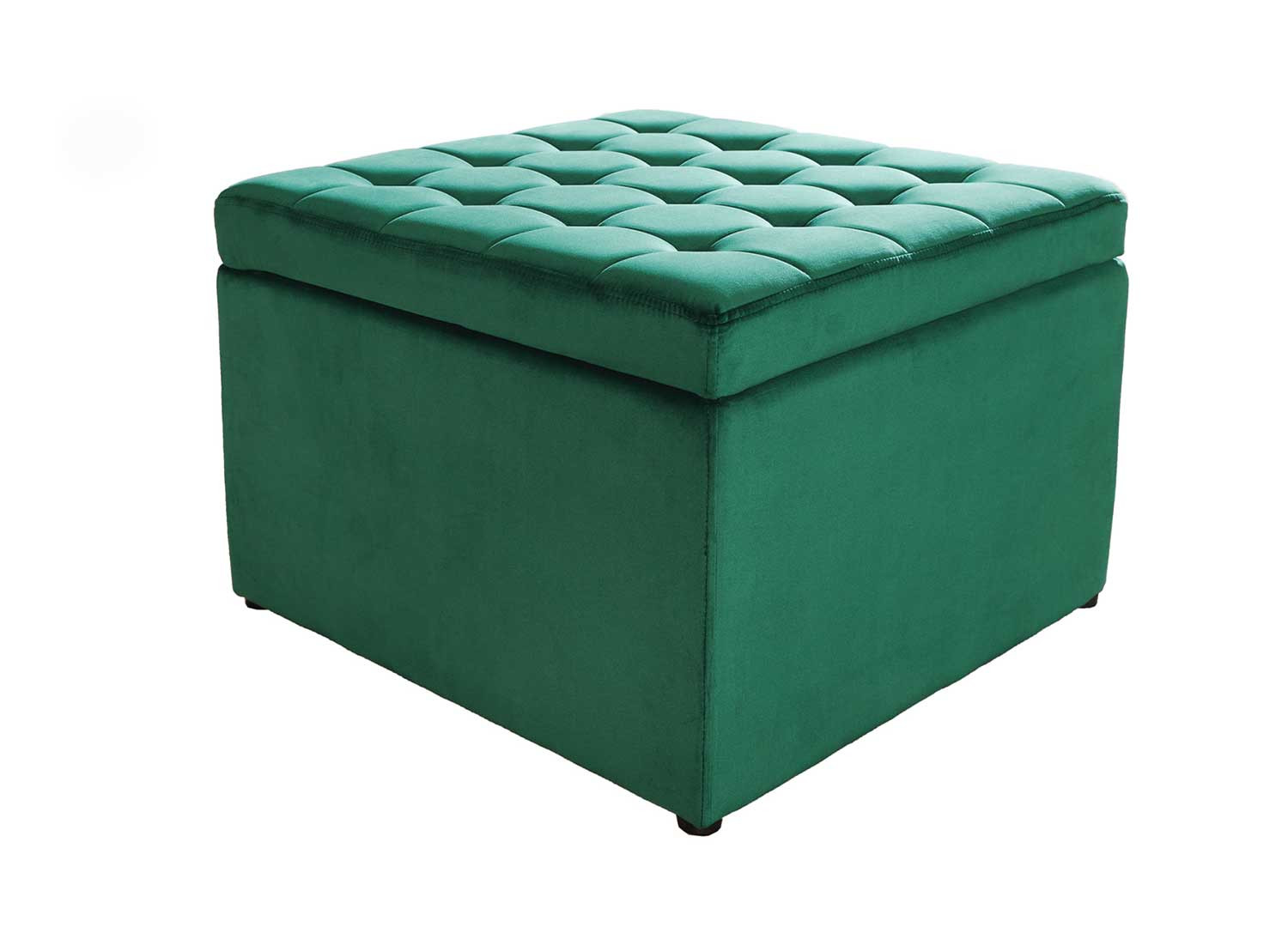 Pouf carré de rangement velours vert