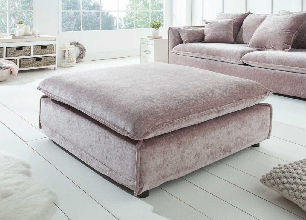 Pouf carré tissu velours taupe Tricia