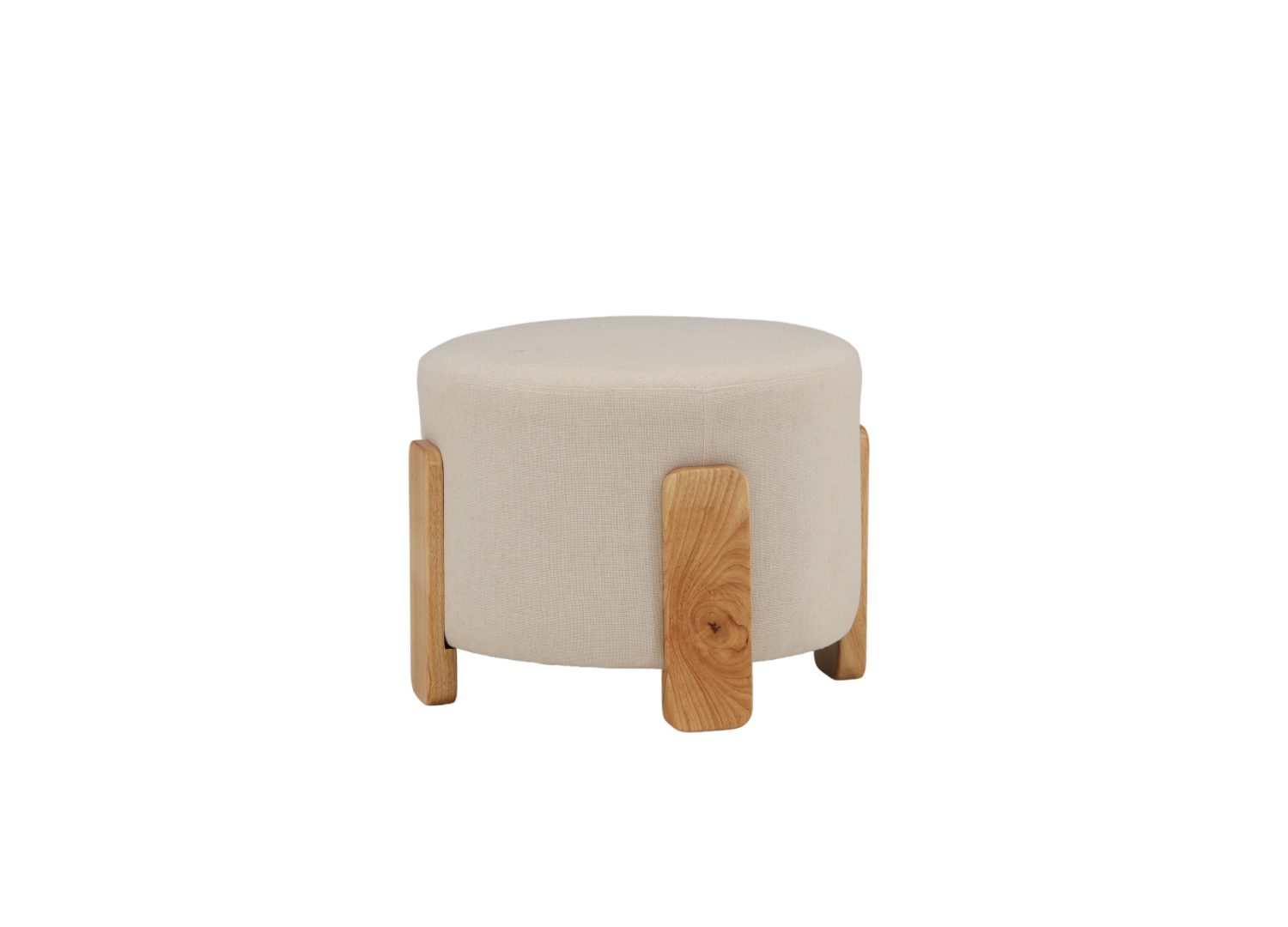 Pouf Coffey tissu polyester effet lin blanc Ø 50 cm vu sous un autre angle