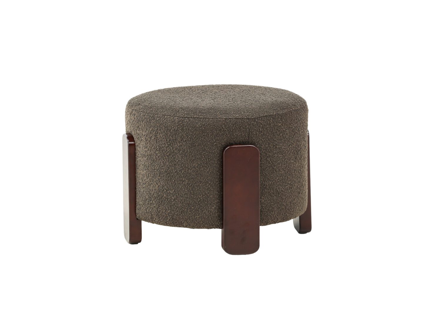 Pouf Coffey tissu bouclette en polyester gris foncé Ø 50 cm vu sous un autre angle