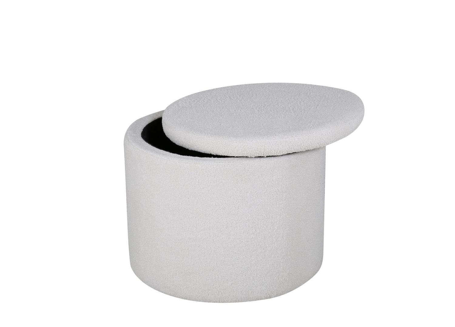 Pouf Dunken tissu bouclette en polyester blanc Ø 51 cm vu sous un autre angle