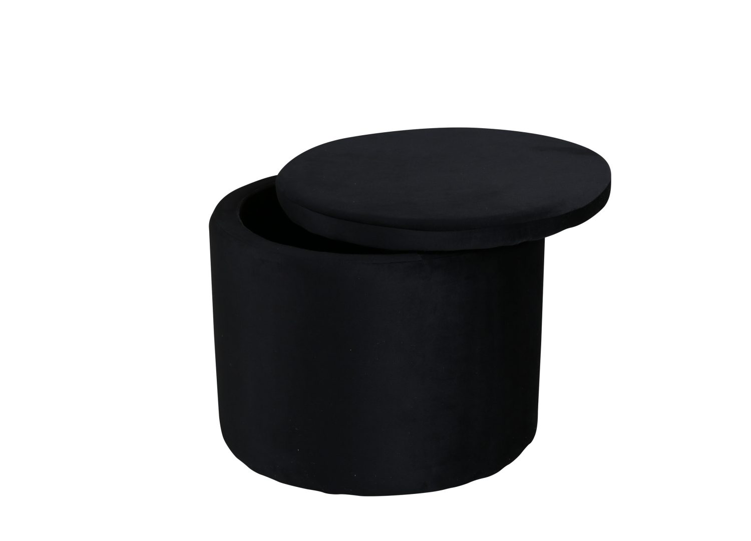 Pouf Dunken tissu bouclette en polyester noir Ø 51 cm vu sous un autre angle