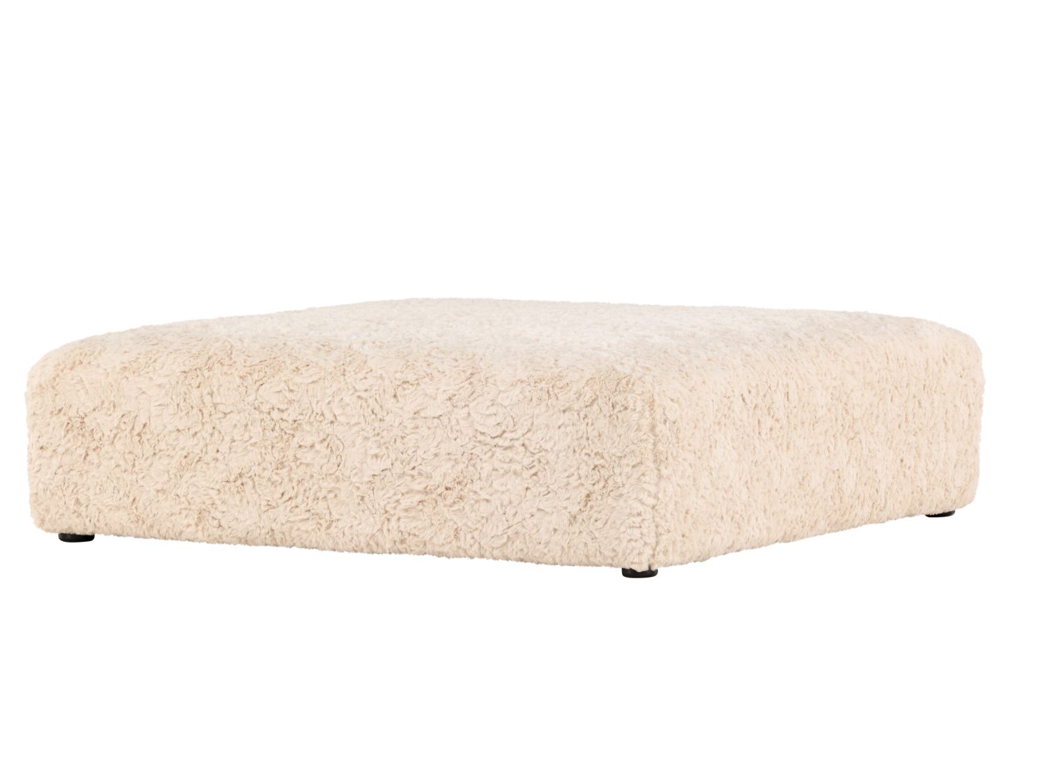 Pouf Frankie tissu effet fourrure beige 100 cm vu sous un autre angle