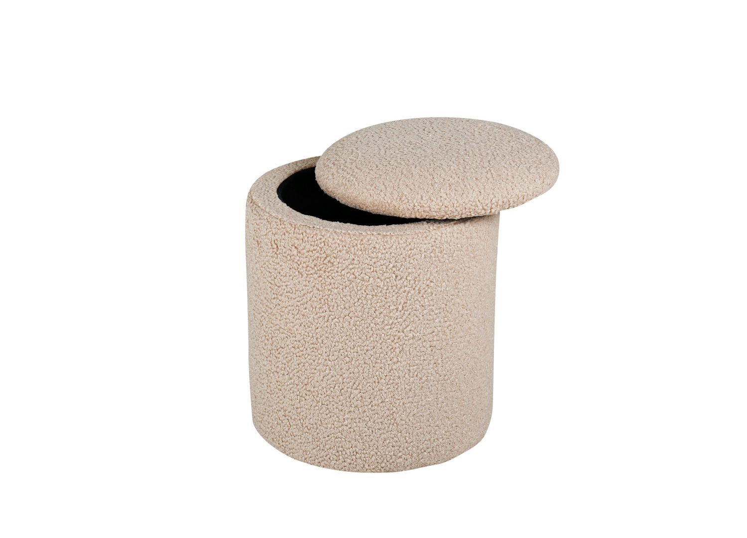 Pouf Limpen tissu bouclette en polyester beige Ø 32 cm vu sous un autre angle