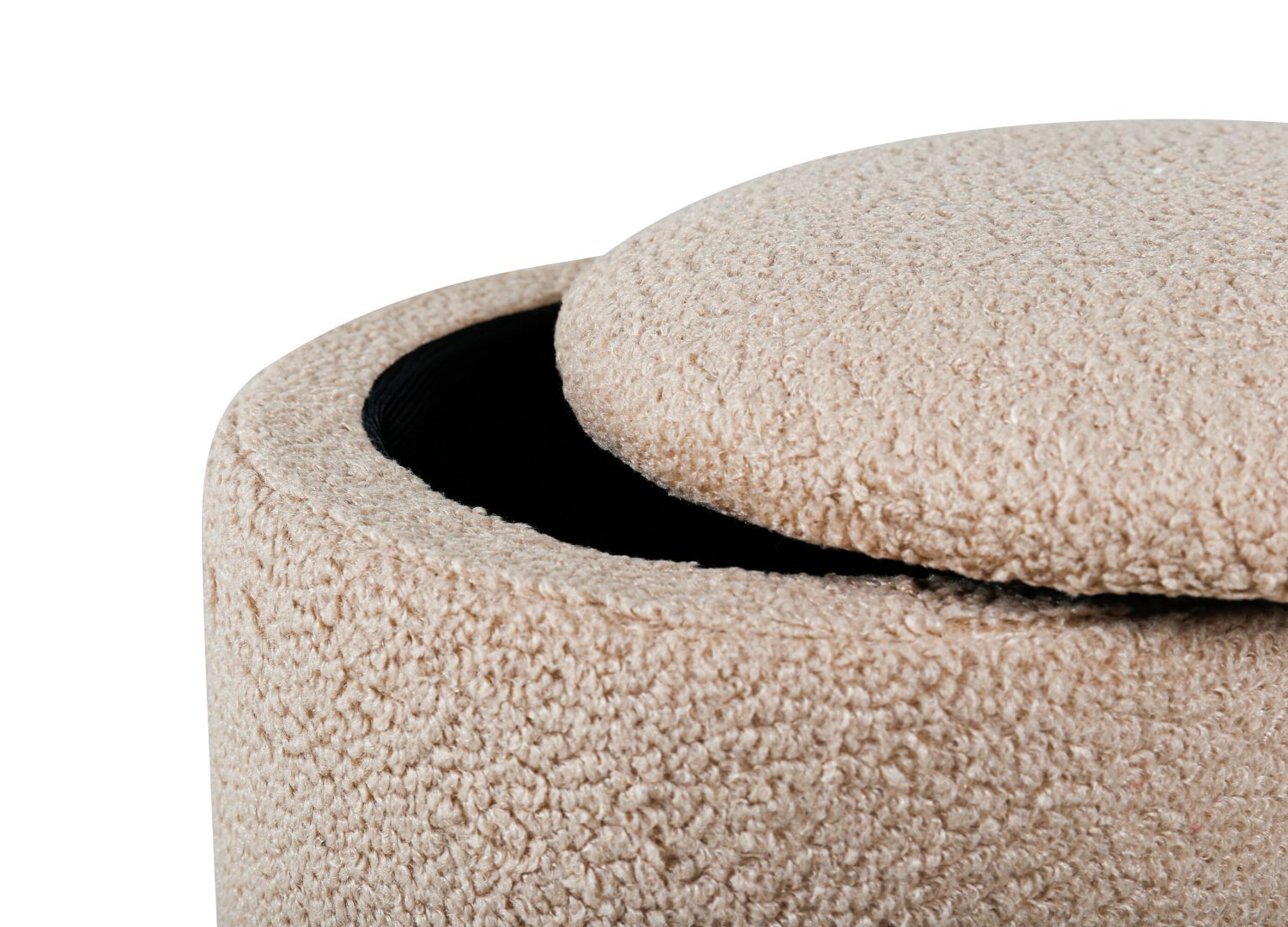 Détail du revêtement et des finitions du pouf Limpen