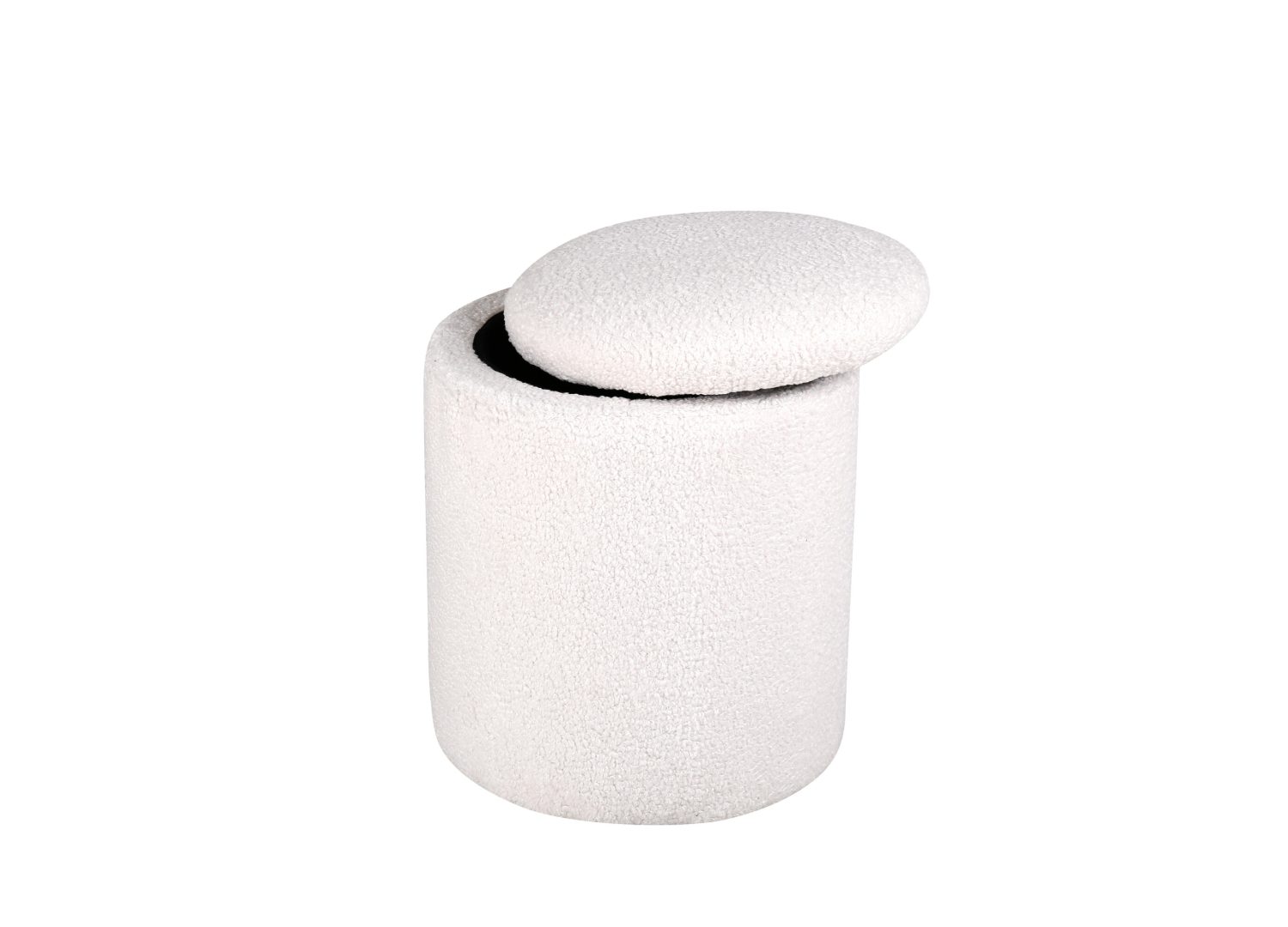 Pouf Limpen tissu bouclette en polyester blanc Ø 32 cm vu sous un autre angle