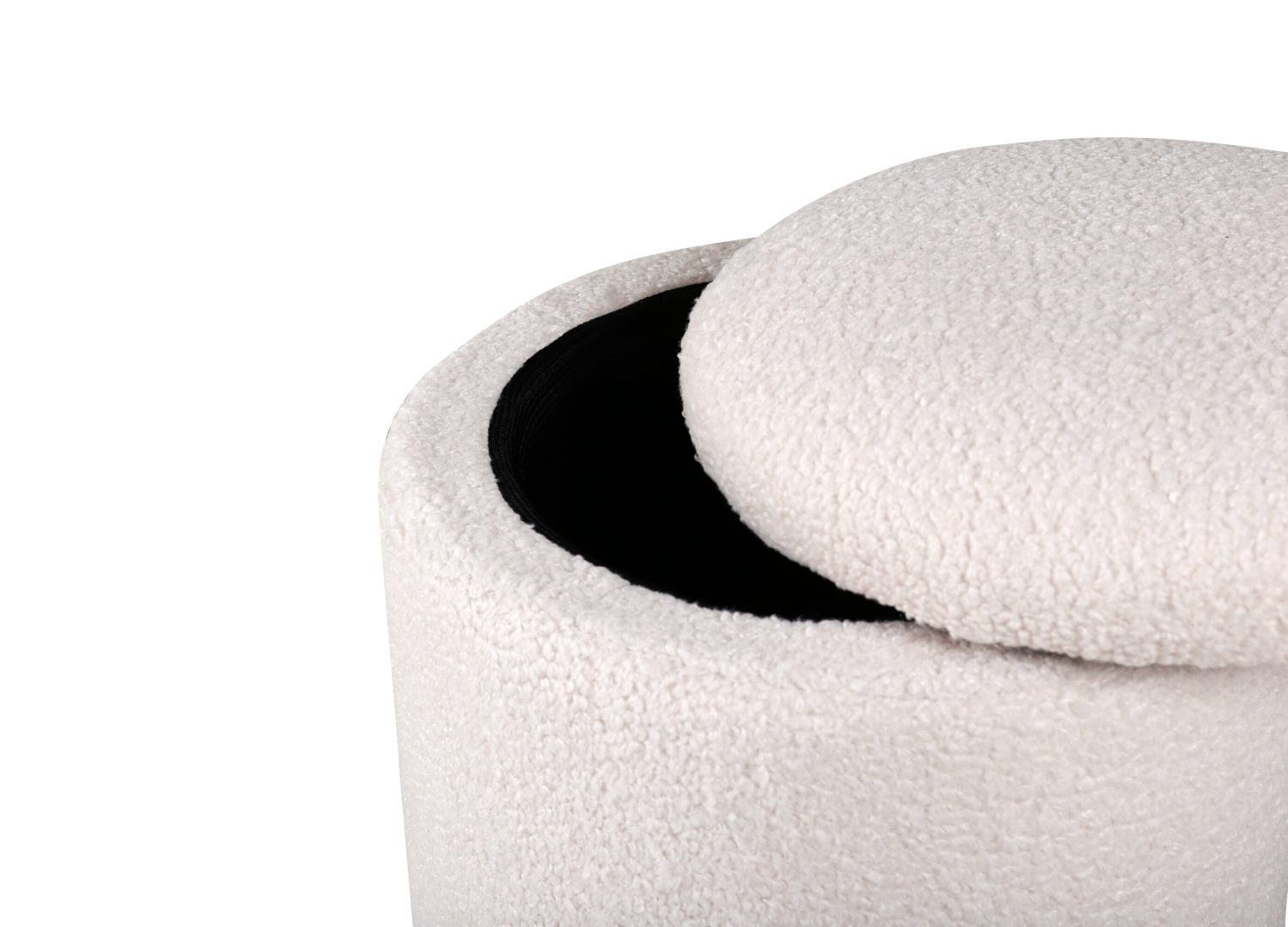 Détail du revêtement et des finitions du pouf Limpen
