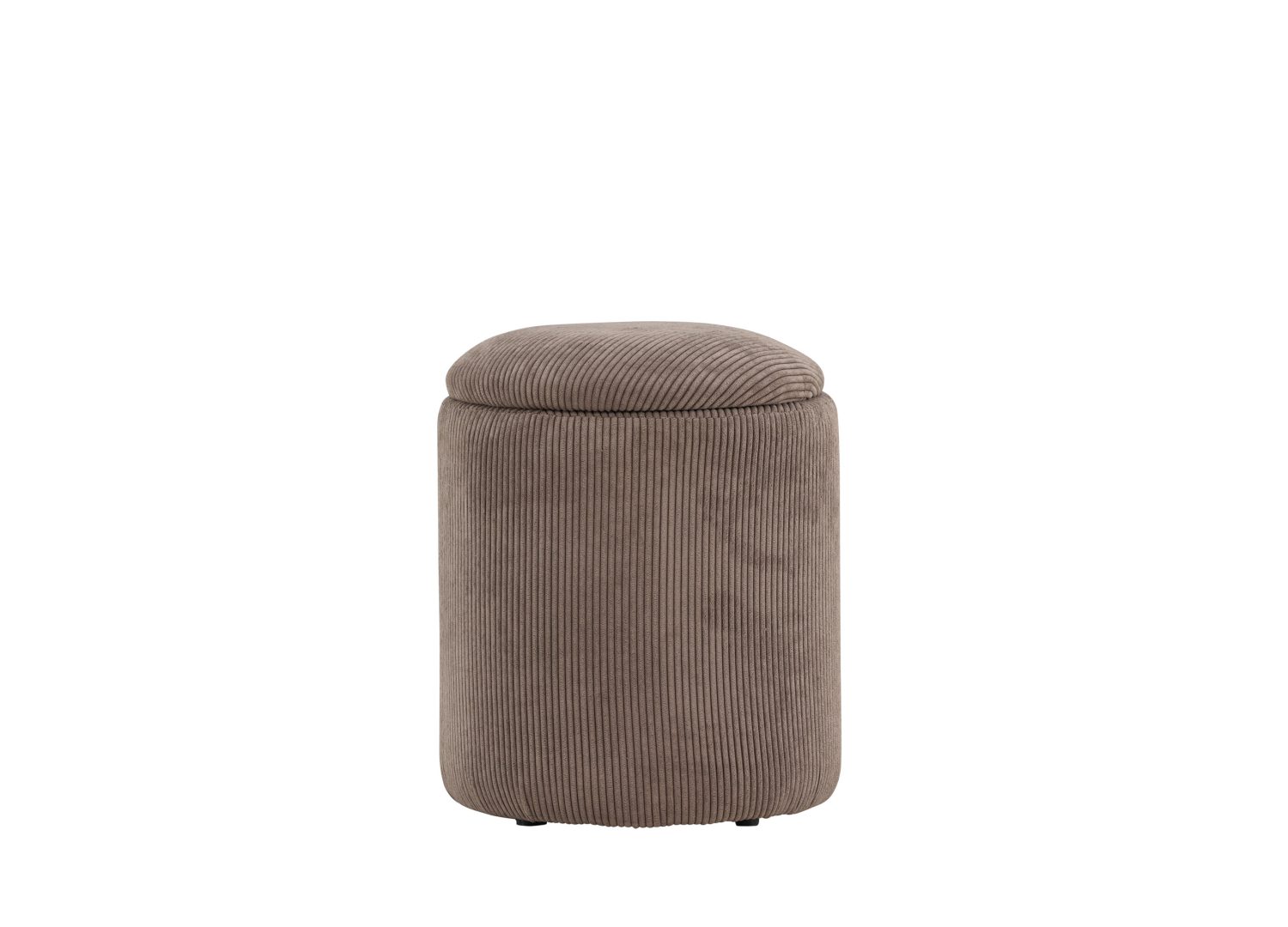 Pouf Limpen velours côtelé en polyester marron Ø 32 cm vu sous un autre angle